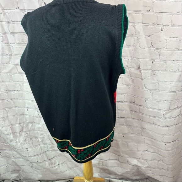 Vintage JJ Browne candy cane christmas Cardigan Sweater vest sz medium holiday - Picture 3 of 7